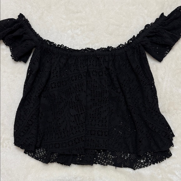 Garage Black Off-Shoulder Lace Blouse L - Picture 3 of 5